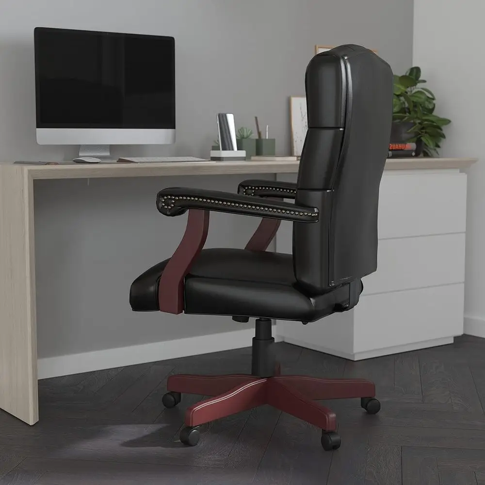 

illes High Back Swivel Home Oice Chair - Black aux Leather - Pneumatic Seat Height Adjusent - Lock Mechanism