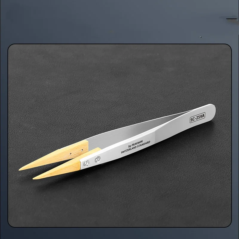 Boxwood tweezers precision antimagnetic tweezers 27 pointed tweezers insulation without damage parts watch repair tools