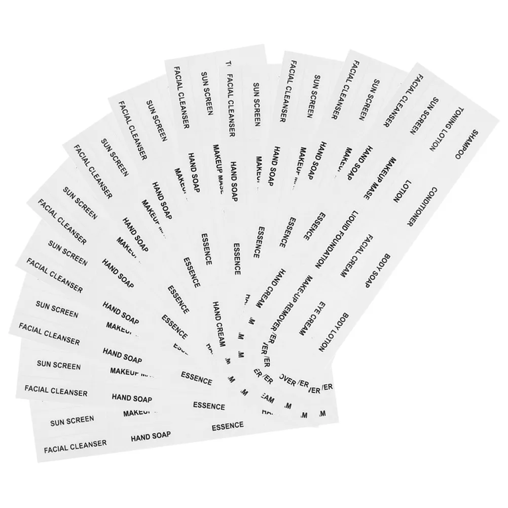 

12 Sheets Waterproof Clear Travel Labels for Toiletry Bottles Shampoo Conditioner Lotion Cream Storage Bathroom