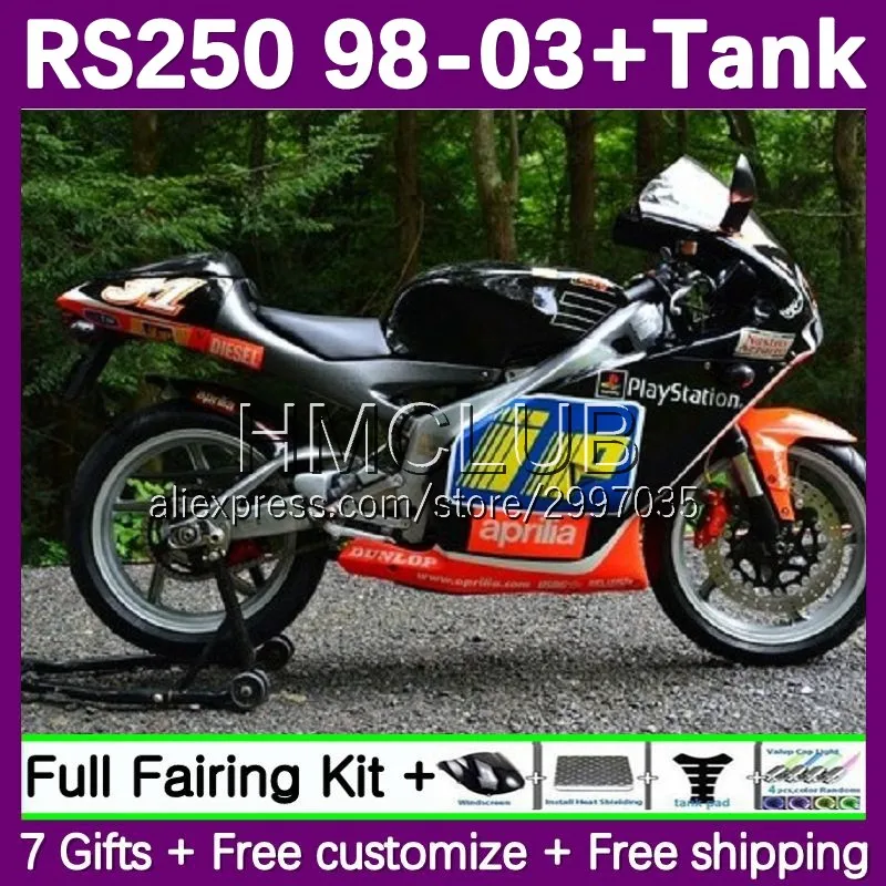 Fairing For Aprilia RS250RR RS 250 RS-250 RS250 R RR 98 99 00 01 02 03 80No.64 RSV250 1998 1999 2000 2001 2002 2003 hot black