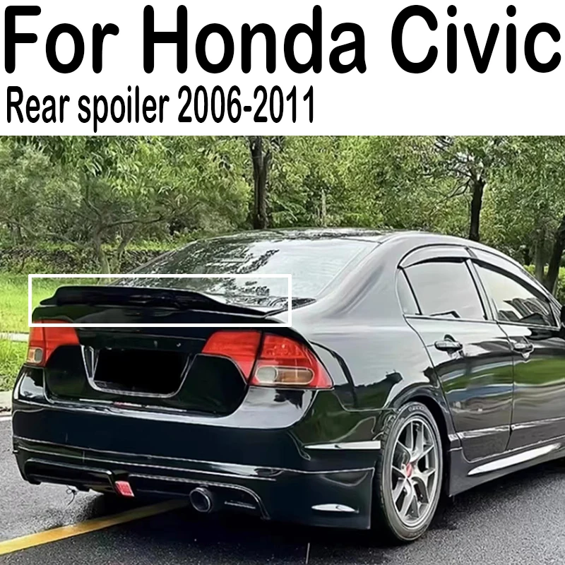 

For Honda Civic 8th generation 2006-2011 R style high quality ABS plastic carbon fiber exterior spoiler for rear trunk wing