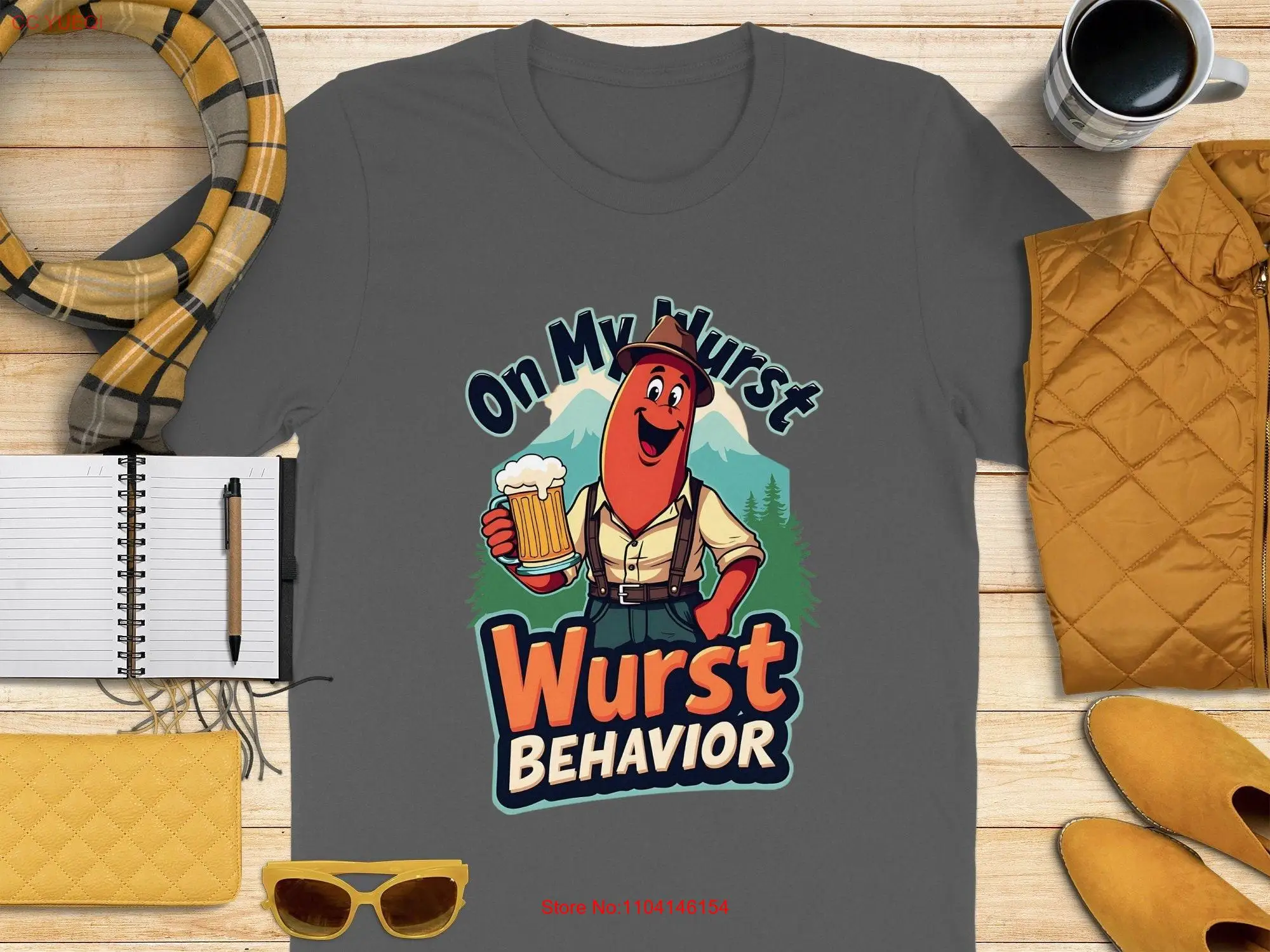 Octoberfest Outfit Funny Oktoberfest T Shirt On My Wurst Behavior Costume Sweat long or short sleeves