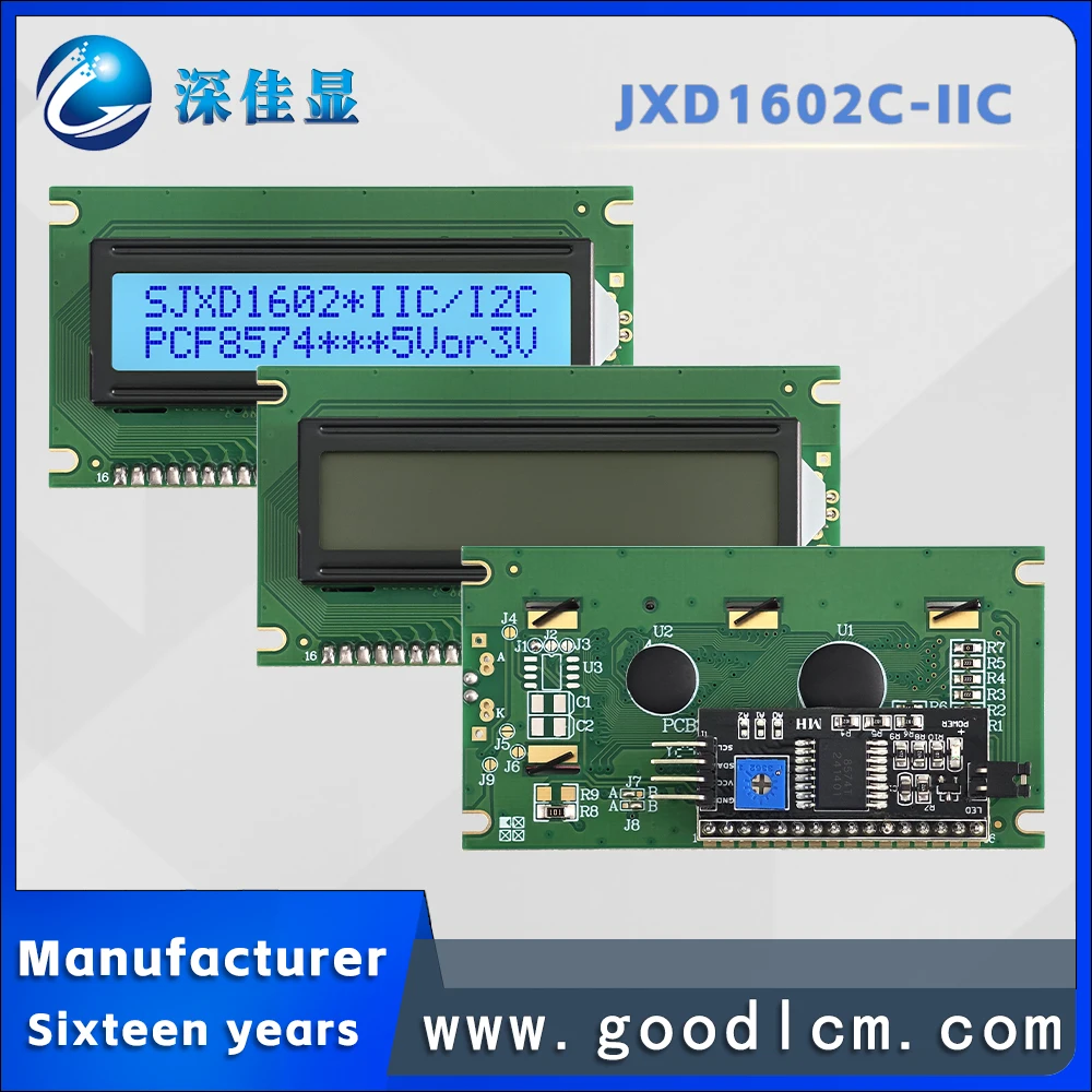 Russian language IIC/I2C interface lcd 1602 LCD screen JXD1602C STN Gray Positive 16 * 2-line character LCM display module