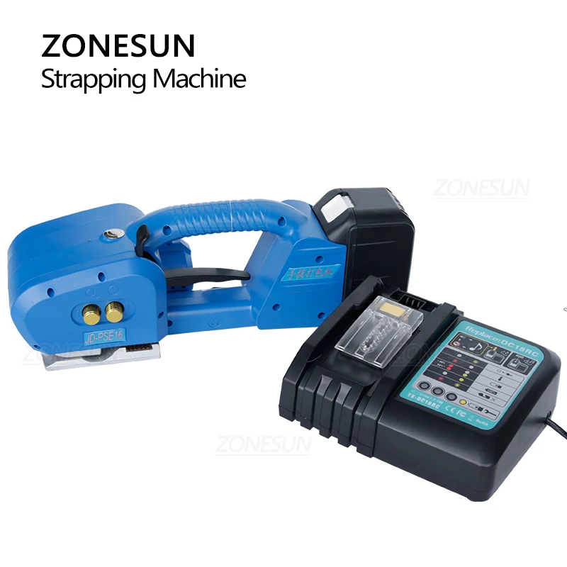 ZONESUN Portable Strapping Tool JD-PSE16 Handheld Strapping Packing Tool PP/PET Lithium Rechargeable Battery Power