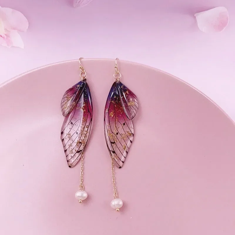 Minar Rainbow Gradient Resin Butterfly Dangle Earrings
