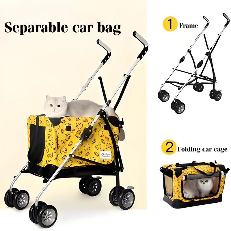 New Design Style Folding Cat and Dog Stroller with Detachable Cradle