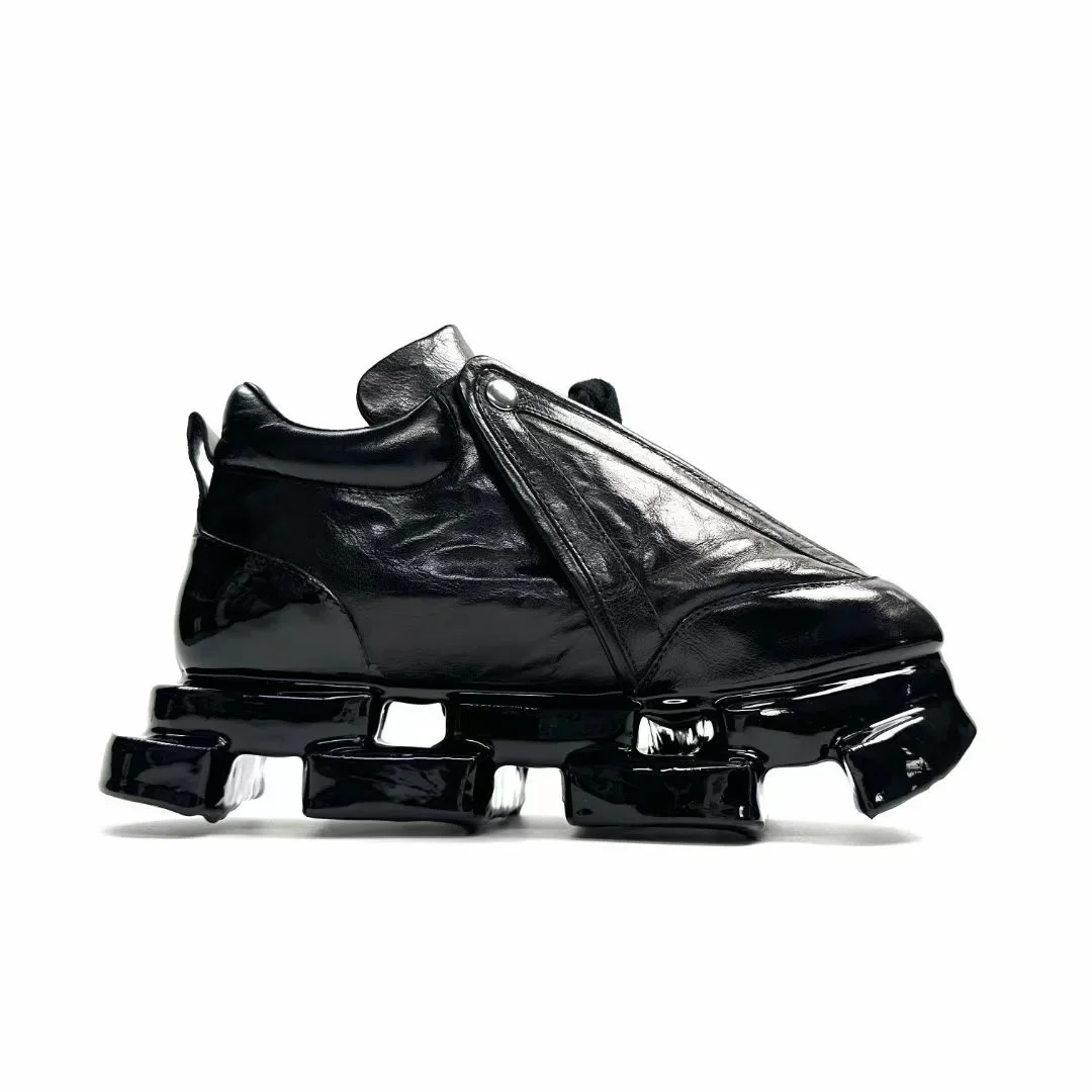 

Original Design Trendsetter Customized Real Picture Men Catwalk Platform Alien Heel Dispensing Real Leather Boots