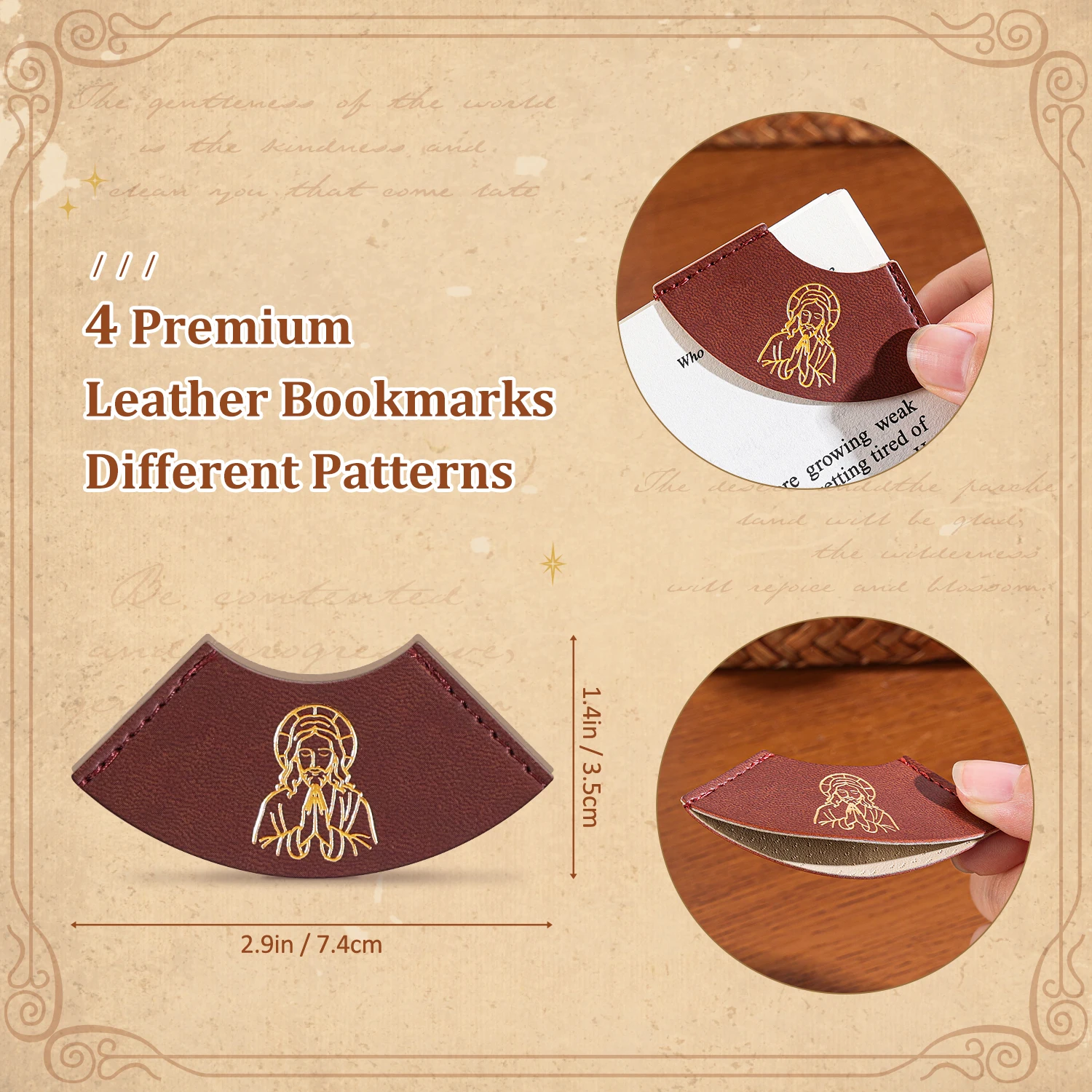 2Pcs 기독교 PU 가죽 코너 북마크, 빈티지 새겨진 - Vintage Fashion Books 리뷰 및 가격