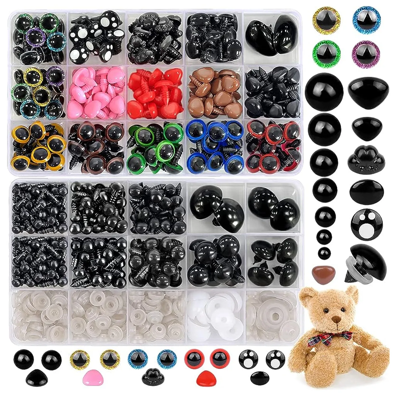 

Safety Eyes Colorful Glitter Safety Noses with Washers for Crochet Amigurumi Animals Puppet Stuffed Teddy Bear Making Supplies