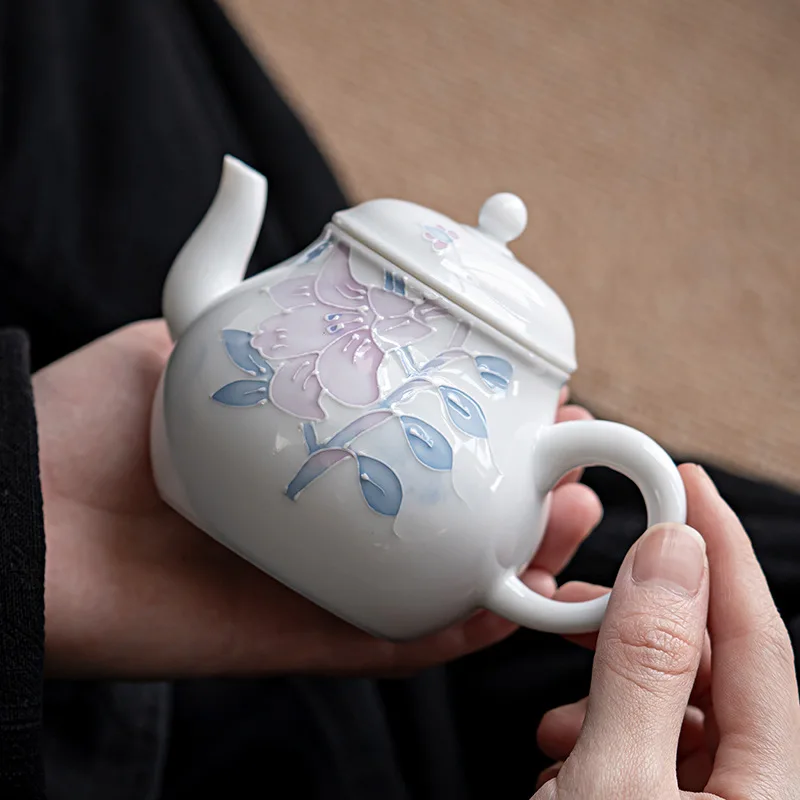 160ml Chinese Handmade Ceramic Teapots Hand-painted Flowers Pattern Porcelain Tea Pot Household Kettle Travel Portable Tea Set