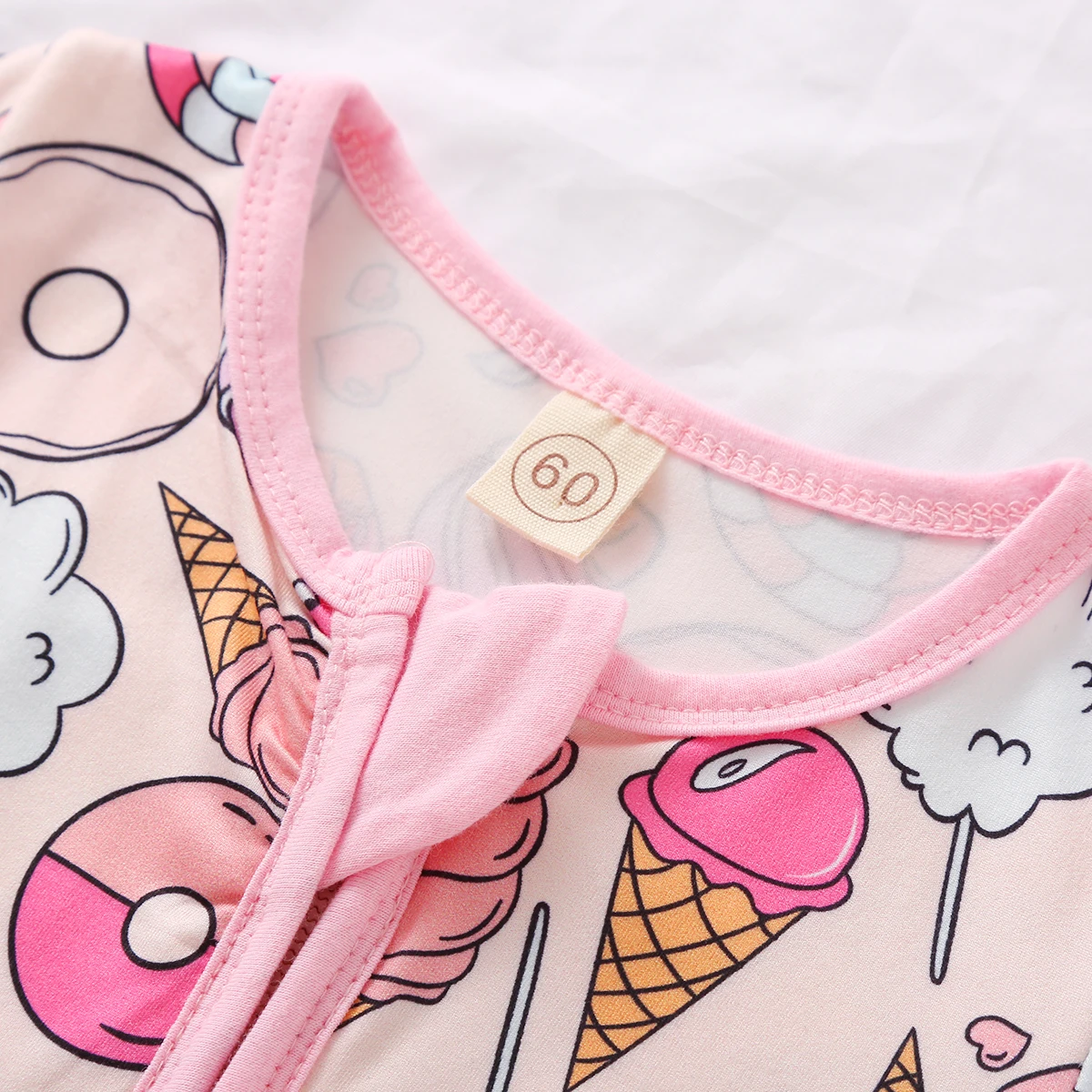 0-6M Newborn Baby Footies Cute Infant Girls Ruffles Long Sleeve Jumpsuit Cactus Donuts Print Spring Autumn Clothing