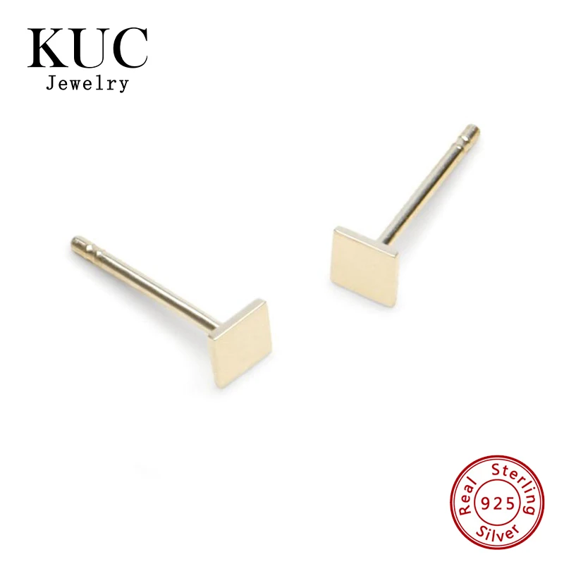 

Minimalist Korean 925 Sterling Silver 18k Gold Plated Fashion Fine Jewelry Stud Earring Mini Square Chic Earrings for Girls