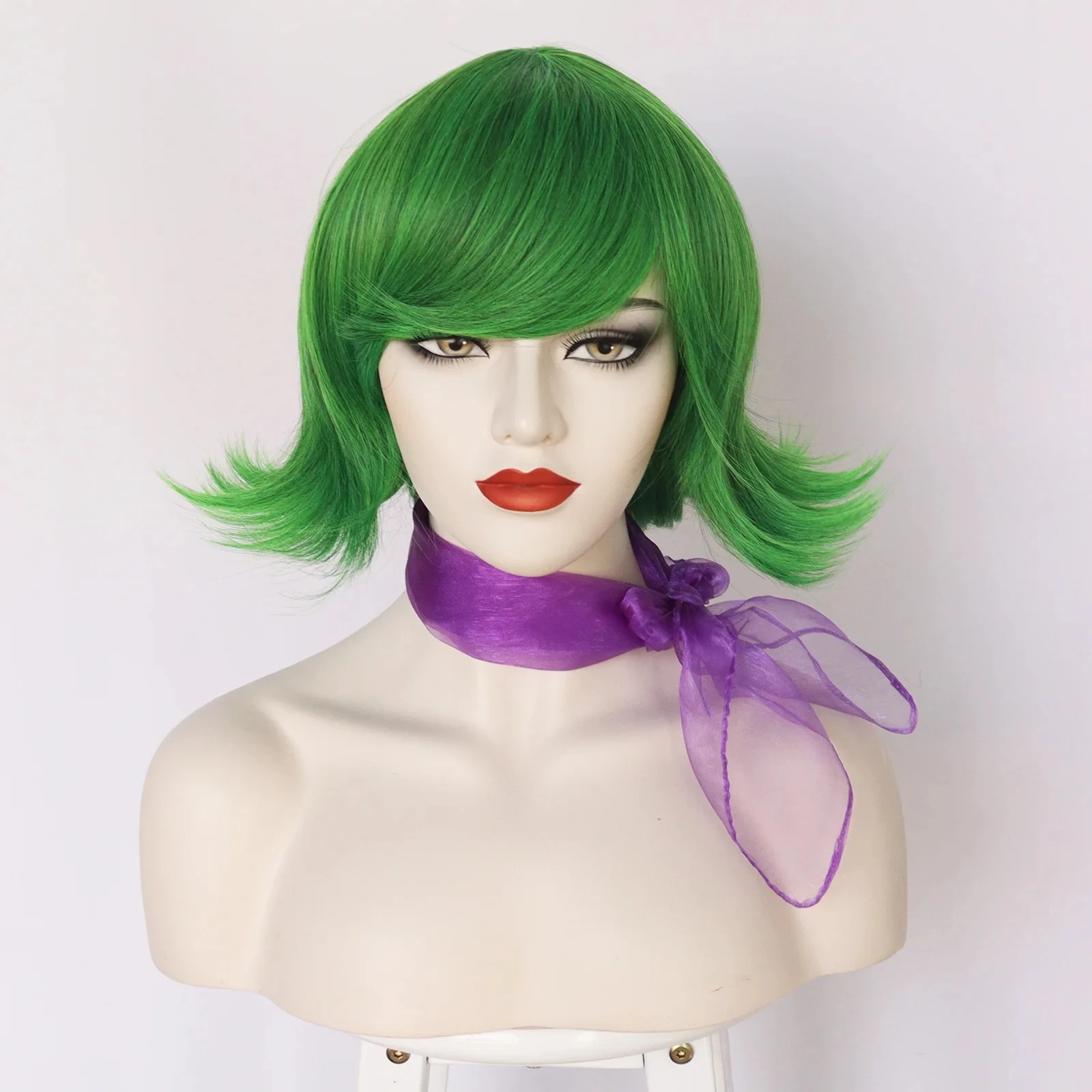 Movie Inside Out Disgust Cosplay Wig Green wig Disgust Cosplay Costume for Women Girl Halloween Christmas School Party Cosplay