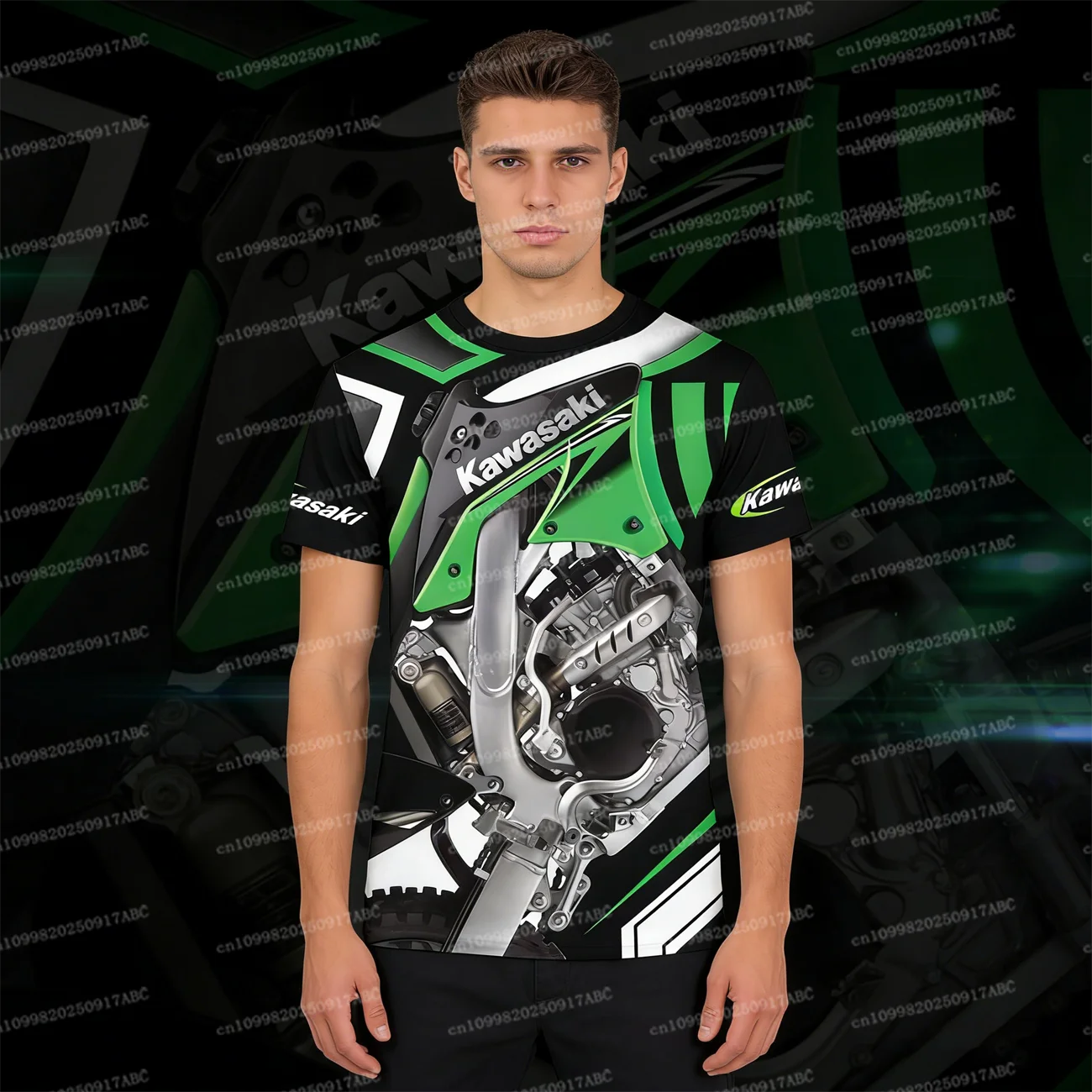

(Кавасаки) Летняя мужская футболка Y2K с 3D-принтом, футболка с изображением Кавасаки, гоночный костюм Кавасаки, футболка для мужчин и женщин, футболка для езды на мотоцикле