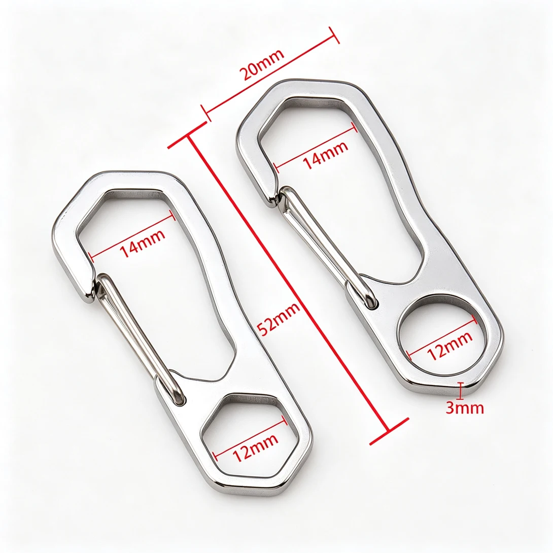 5Pcs Stainless Steel Long Carabiner Keychain with Hole EDC Spring Snap Hook For Outdoor Camping Backpack DIY Key Organizer Parts