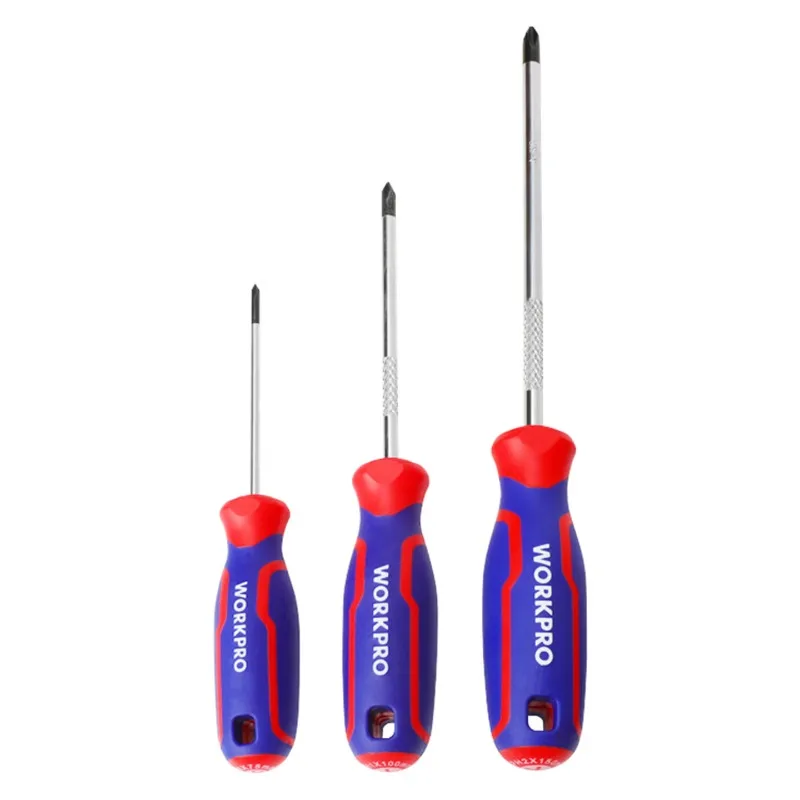 WORKPRO 6-piece 3-color handle screwdriver set CR-V steel cross groove WP200504