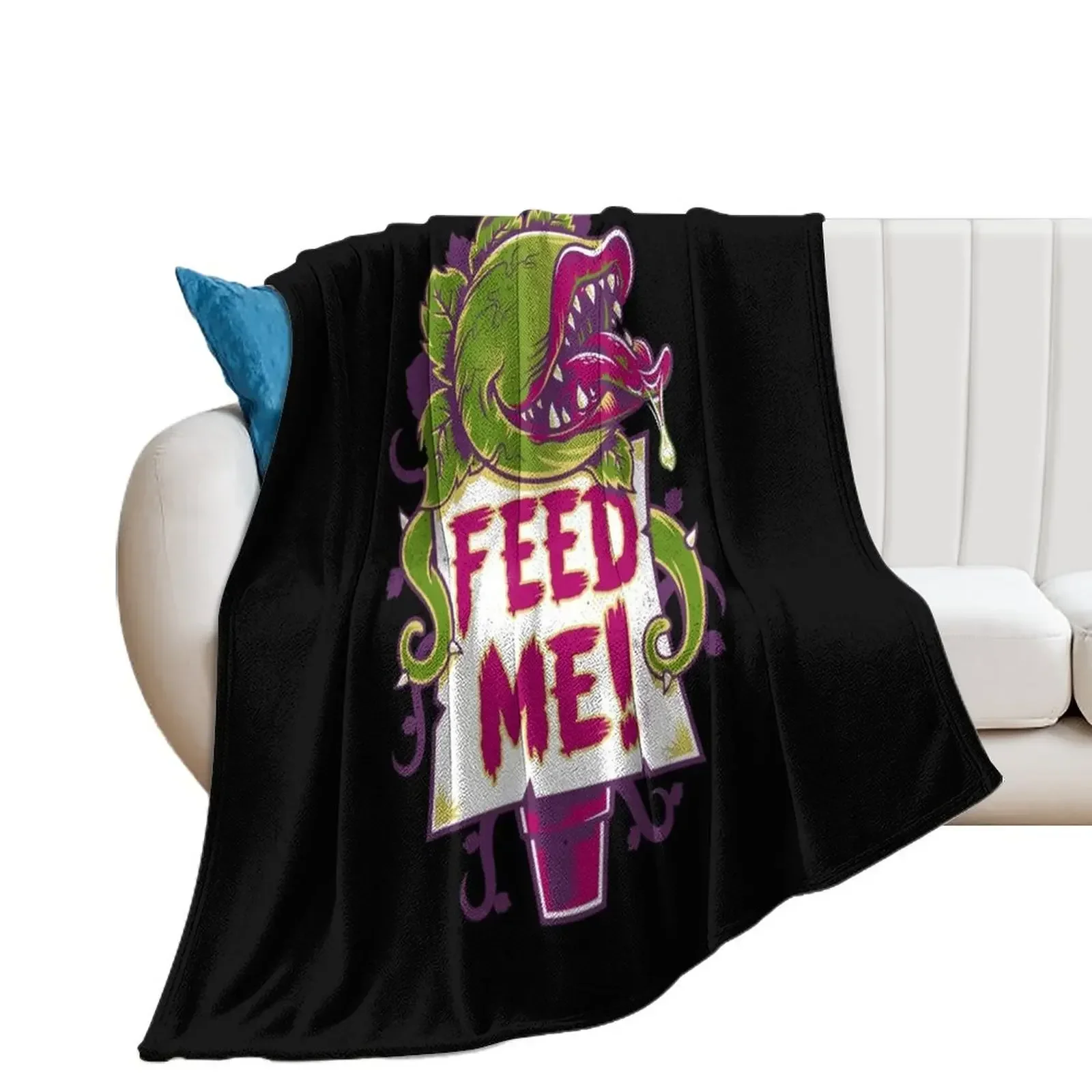 

Feed Me - Creepy Cute Audrey Plant - Vintage Spooky Horror Musical Throw Blanket Summer Cute Plaid Blankets