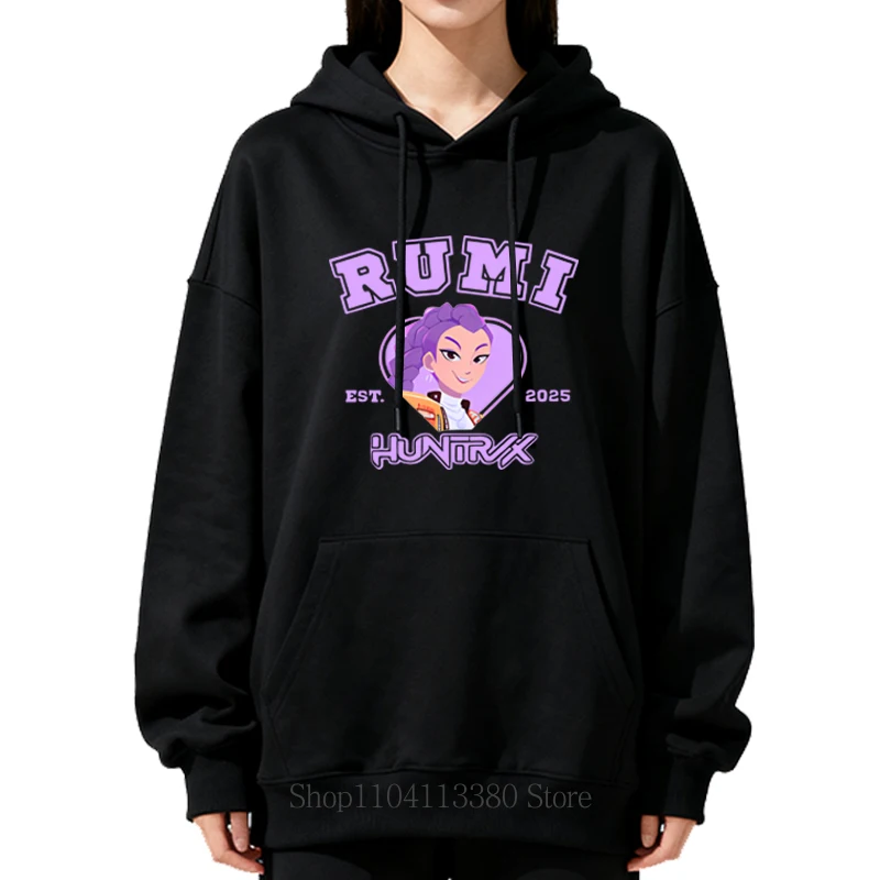 Kpop شيطان هنتر طباعة مقنعين الخريف الشتاء موضة السببية Harajuku لطيف المرأة كم طويل بلايز كنزة صوف بلوزات #2