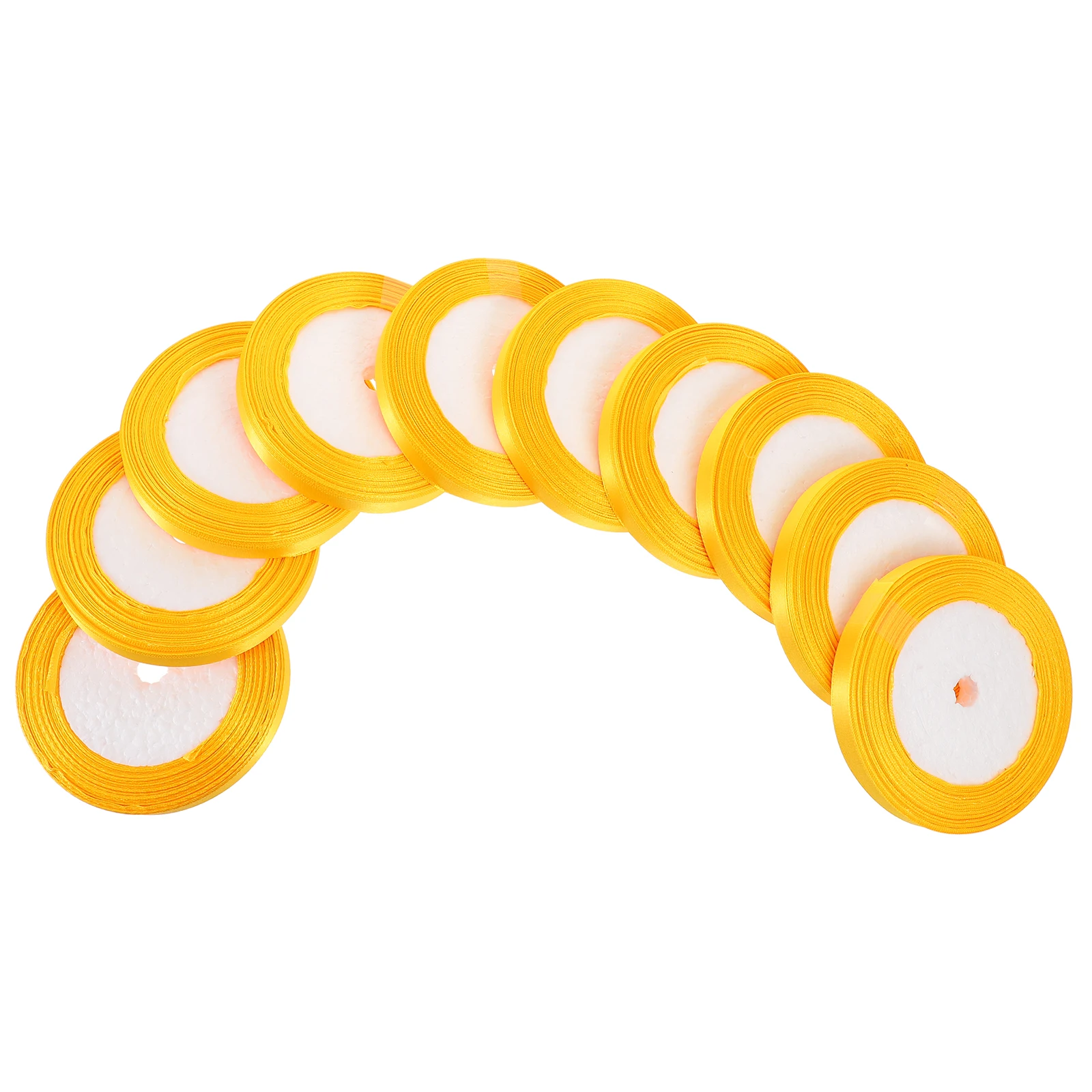 

10pcs 1cm Gold Yellow Ribbon Rolls Polyester Washi Tape Metallic Craft Gift Wrapping Bows Cake Baking Decorative Present