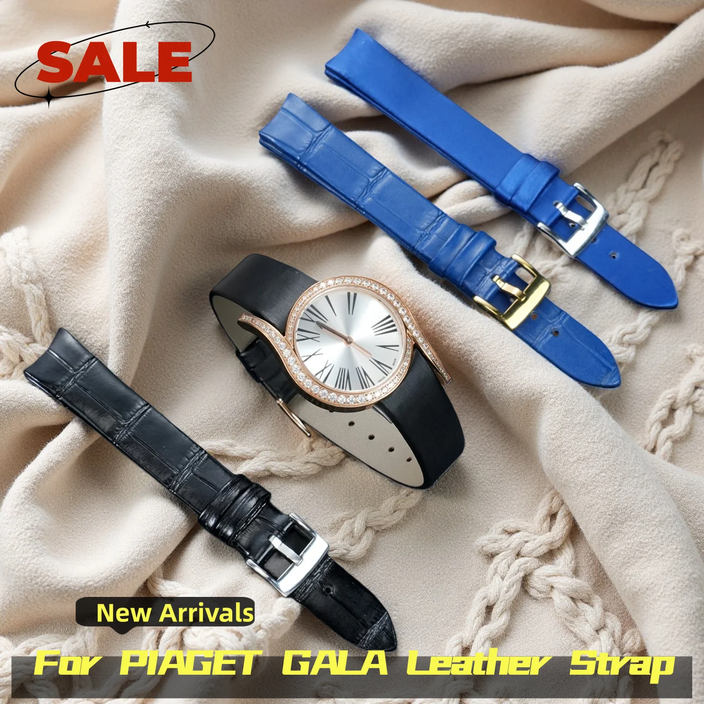 

Silk Leather Watch Strap For PIAGET GALA 32MM Deal Women‘s Watch Band 18mm Blue Black Wristband Waterproof Soft Watch Chain