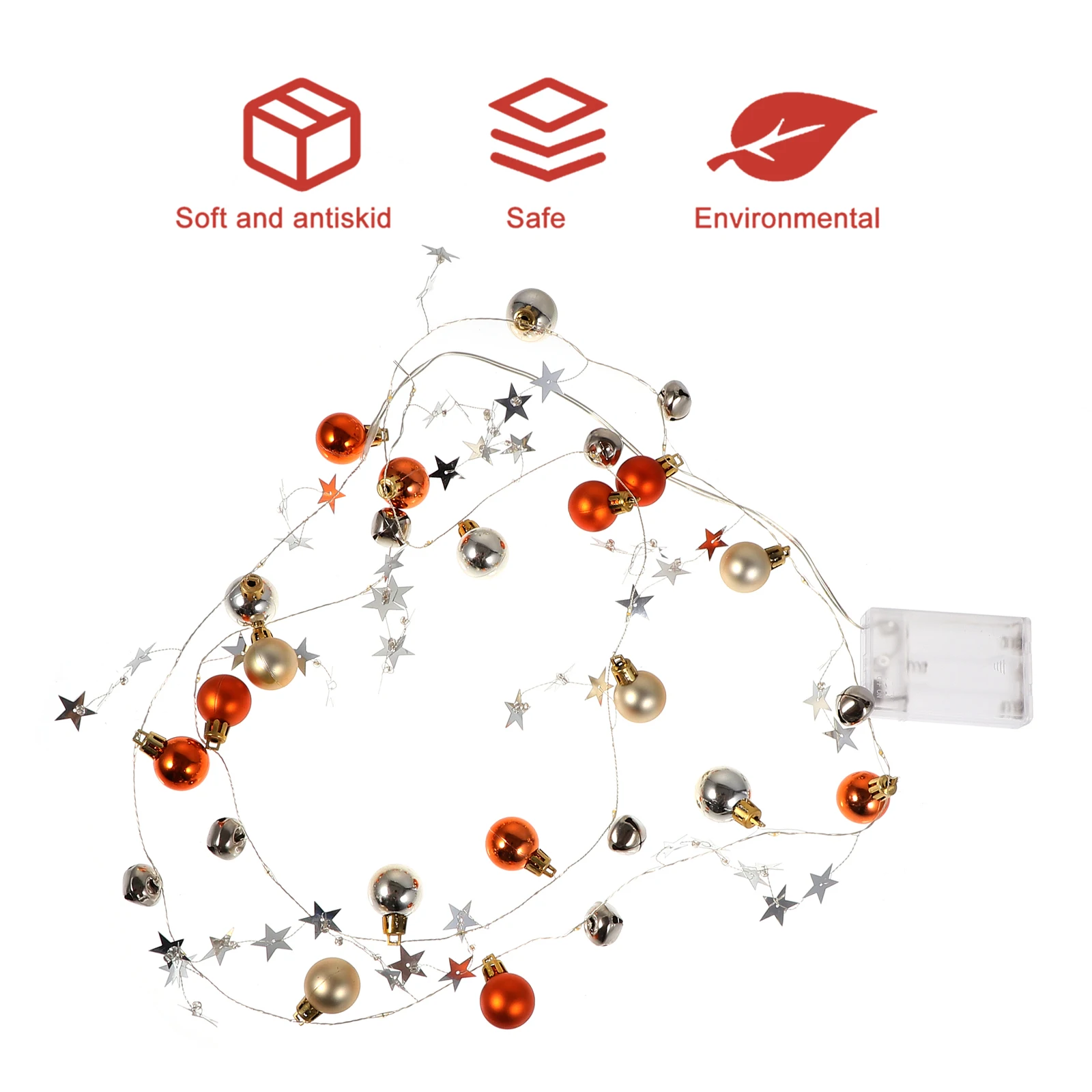 

Plastic LED Christmas Lightweight Decorative Hanging Ball Bell String Lights Festive Party Atmosphere Christmas Decor