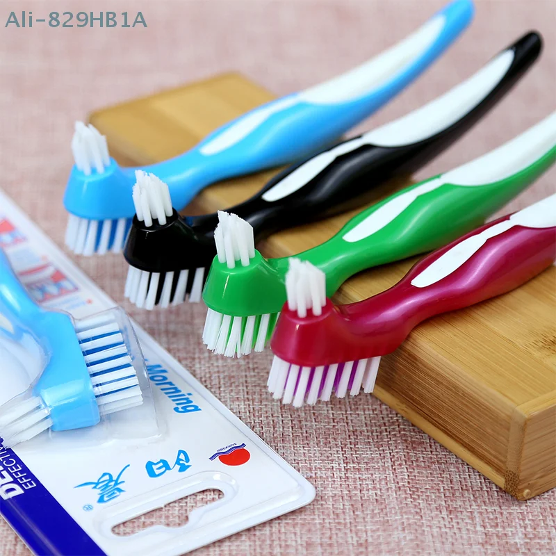 Denture Cleaning Brush Dual Heads Gum Cleaner For Men Women Multi-Layered Bristles False Teeth Brush Oral Cleaning Tools