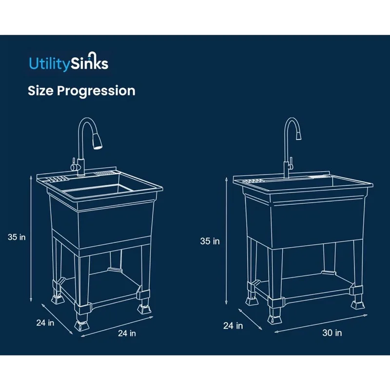 Made Freestanding 24 in x 24-Inch UtilityTub Heavy Duty Compact Utility Sink Ideal for Workshop, Laundry Room