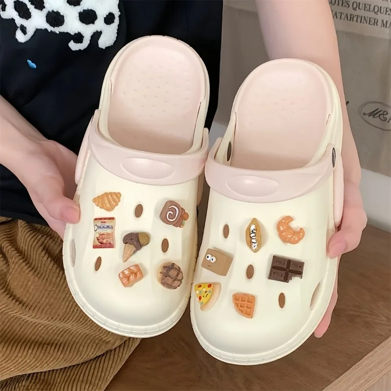 12pcs Hot Sale DIY Hole Shoes Charms Food and Desserts Accessories Designer Quality Garden Shoe Decoration Girl Gift 2025 New image 2