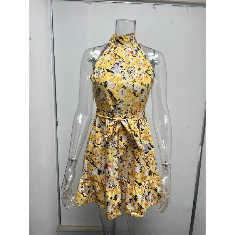 

Новое летнее платье без рукавов с оборками и кружевом, в европейско-американском стиле, для отпуска, женская одежда