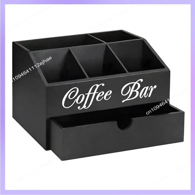 N83R コーヒーティーホルダーバスケット木製コーヒーホルダー素朴なコーヒーバーの装飾コーヒーアクセサリーオーガナイザー家庭用コーヒーバー