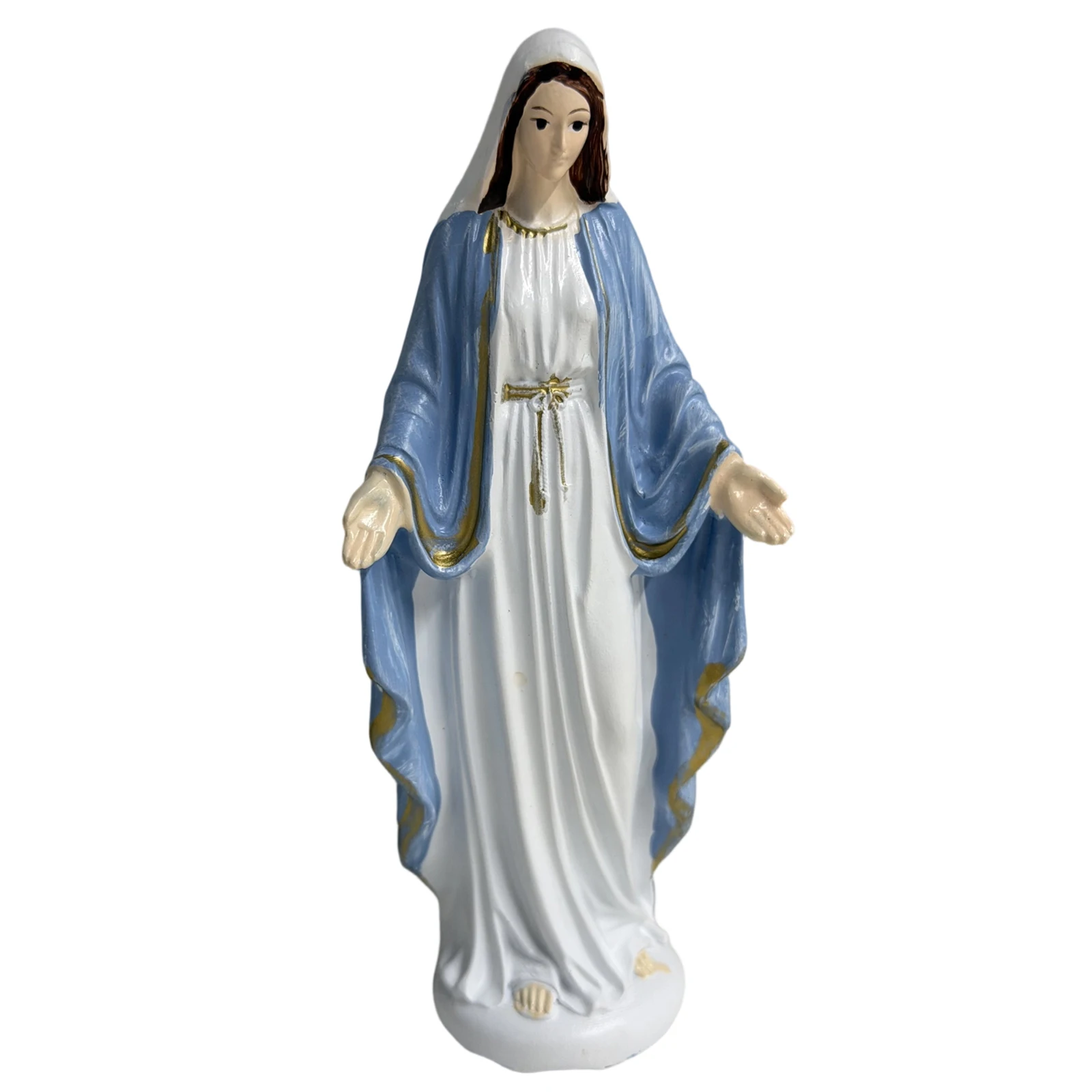 Resin Virgin Mary Collectible Figure Hand Painted Blessed Mother Catholic Religious Statue for Home Decor