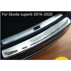 For Skoda superb 2016-2020 Steel Rear Bumper Protector Sill Trunk Guard Cover Trim Car Styling Accessories 1pcs