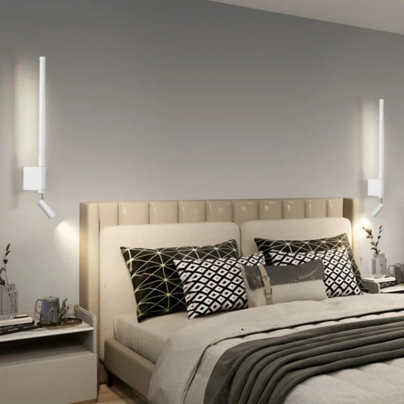 Modern Minimalist Long Rotating Art Wall Lamp Bedroom Bedside Reading Light Living Room Sofa Led Lights Interior Home Decor