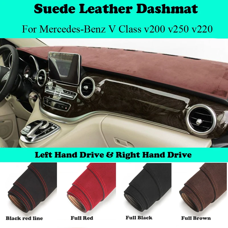 Ornament Carstyling Suede Leather Dashmat Dashboard Cover Dash Sunshade Mat For Mercedes-Benz V Class v200 v250 v220 2015-2020