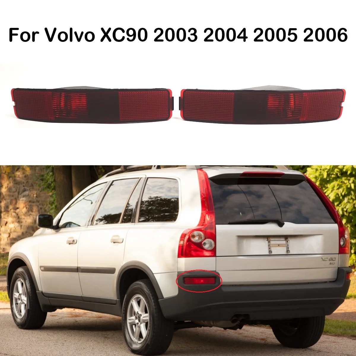 

Для Volvo XC90 2003 2004 2005 2006, задняя противотуманная фара, задний отражатель, бампер, противотуманная фара, задняя линза без лампы 8693008 8693009