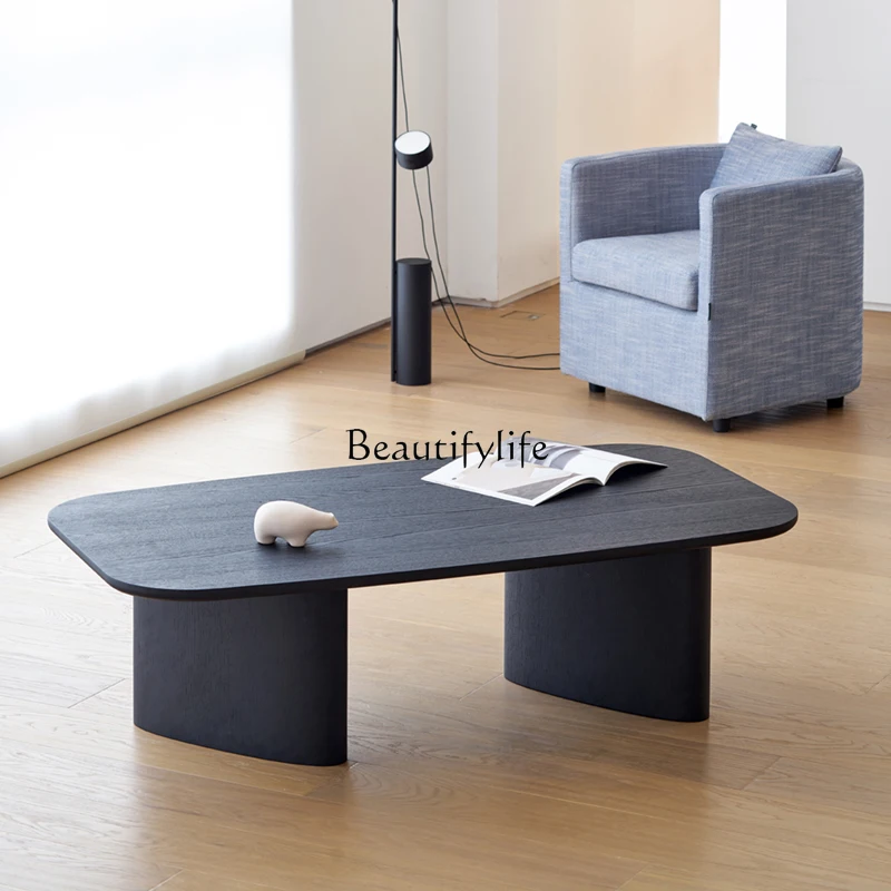

Nordic Simple Solid Wood Living Room Black Modern Coffee Table