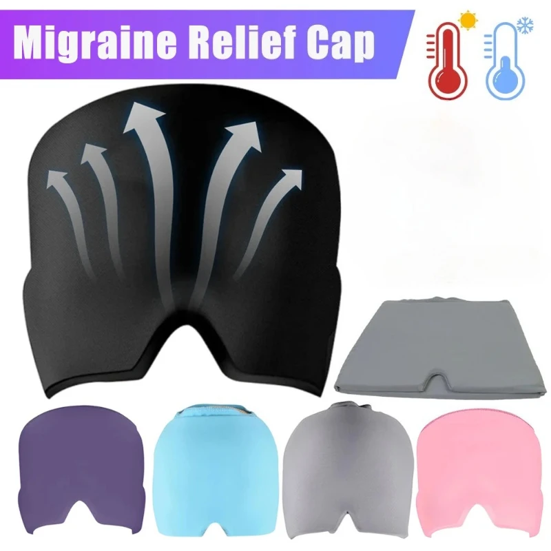 

Gel Ice Headache Migraine Relief Hat Colorful Cold Compress Therapy Cap Ice Head Wrap Pack Eye Mask for Pressure Relieve Pain