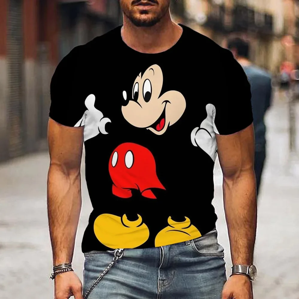 

Hot selling Disney men's T-shirt Mickey Mouse 3d printing cartoon short sleeve summer couple T-shirt street tops YK2 clothing