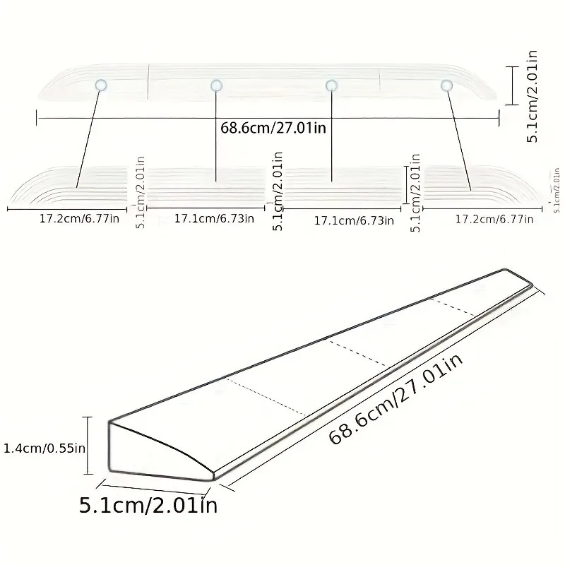 4pcs/set Replacement Threshold Strip with Climbing Pads, Ramps & Threshold Plates - -Suction Base Suitable for Door Sills, Steps