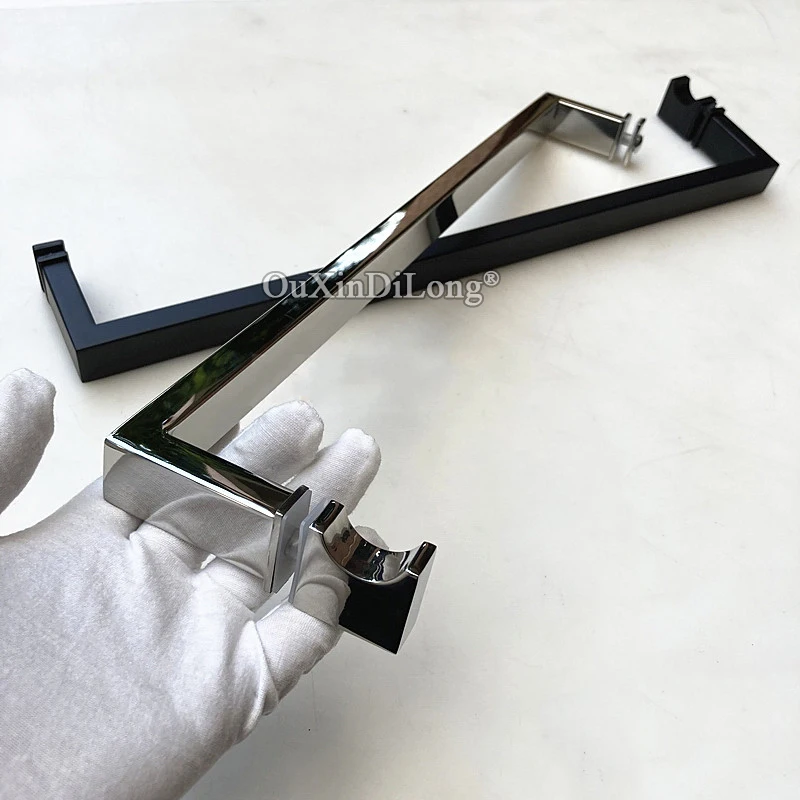 304 Stainless Steel Bathroom Door Handles Shower Cabin Partition Glass Door Push Pull Handles Black/Chromed Hole Spacing 440mm