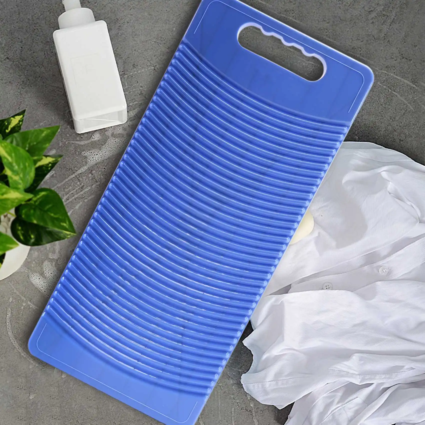 Plastic Rectangle Washboard Wash Clothes Board 50cm long red, green, blue random SQ