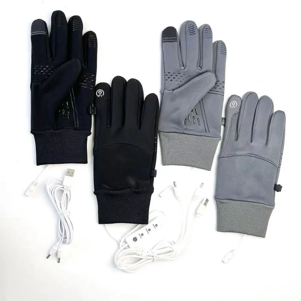 

Fashion Autumn Winter Electric Heated Gloves Outdoor Sport USB Warm Gloves Touch Screen Non-Slip Knitted Gloves