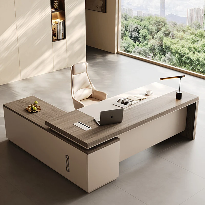 

Lshaped Modern Office Desk Minimalist Luxury Executive Drawer Study Office Desk Design Conference Ufficio Commercial Furniture