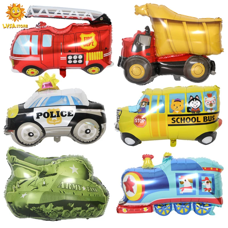 

72*60CM Cartoon Vehicle Automobile Foil Ball Children's Car Birthday Party Decoration Train Aluminum Membrane Balloon Toys