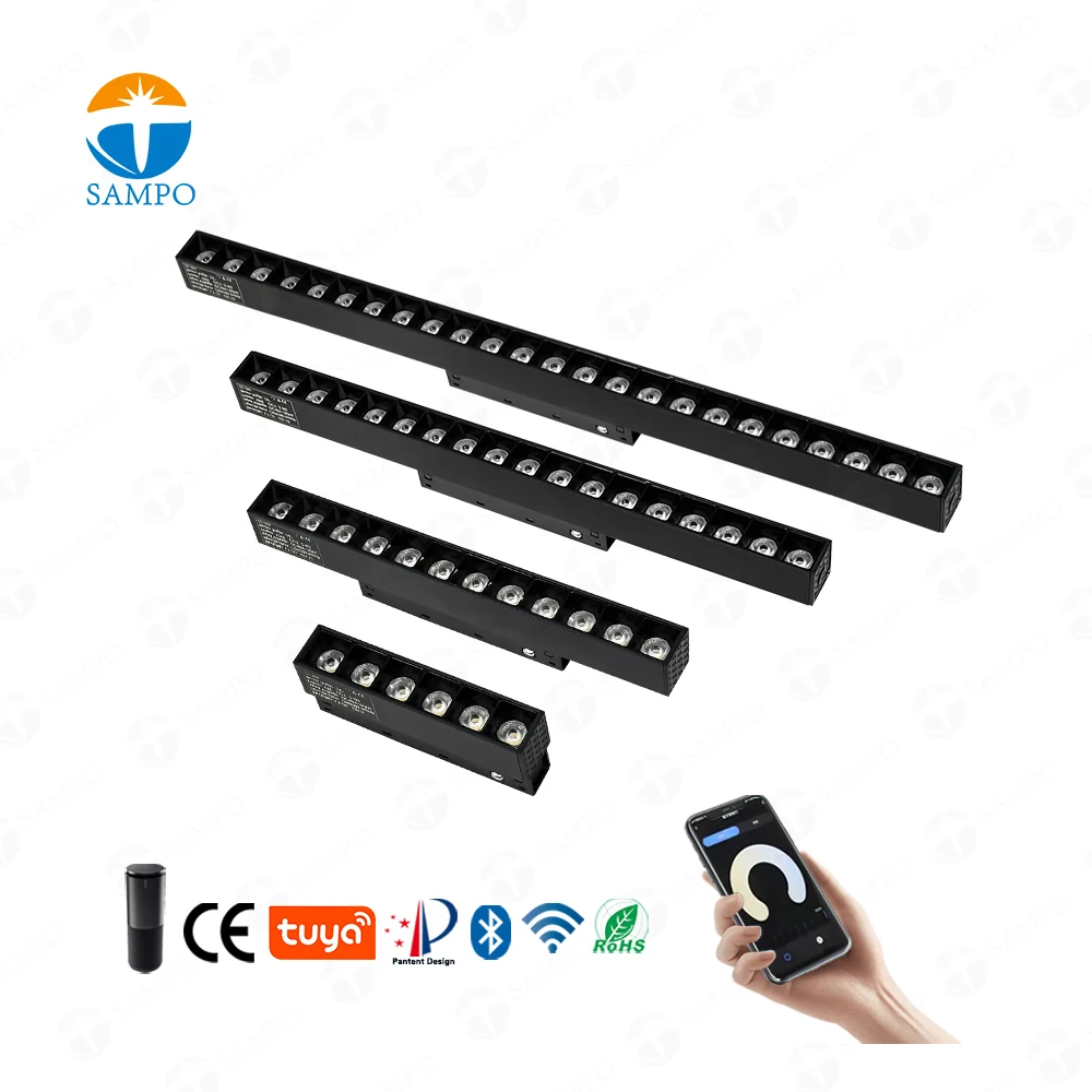 

48V 20Mm Smart Tuya Black White 6W 12W 18W 24W Aluminum 4 Wire Track Rail System Cob Linear Led Magnetic Track Grille Lights