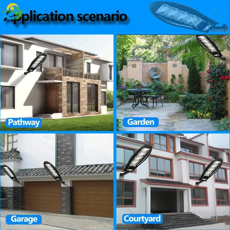 10000W Upgraded 168LED Solar Street Light Outdoor Waterproof LED For Garden Wall Adjustable Angle Solar Lamp Built-in 10000mAH