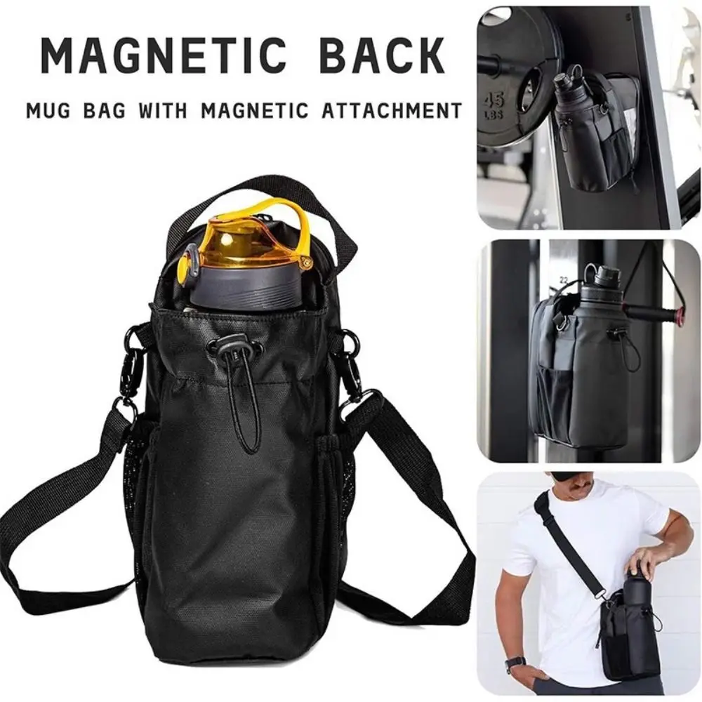 Magnetic Water Bottle Sling Bag Large Capacity with Soft Shoulder Pads Gym Bottle Bag Portable Multi-layer Crossbody Sports Bag