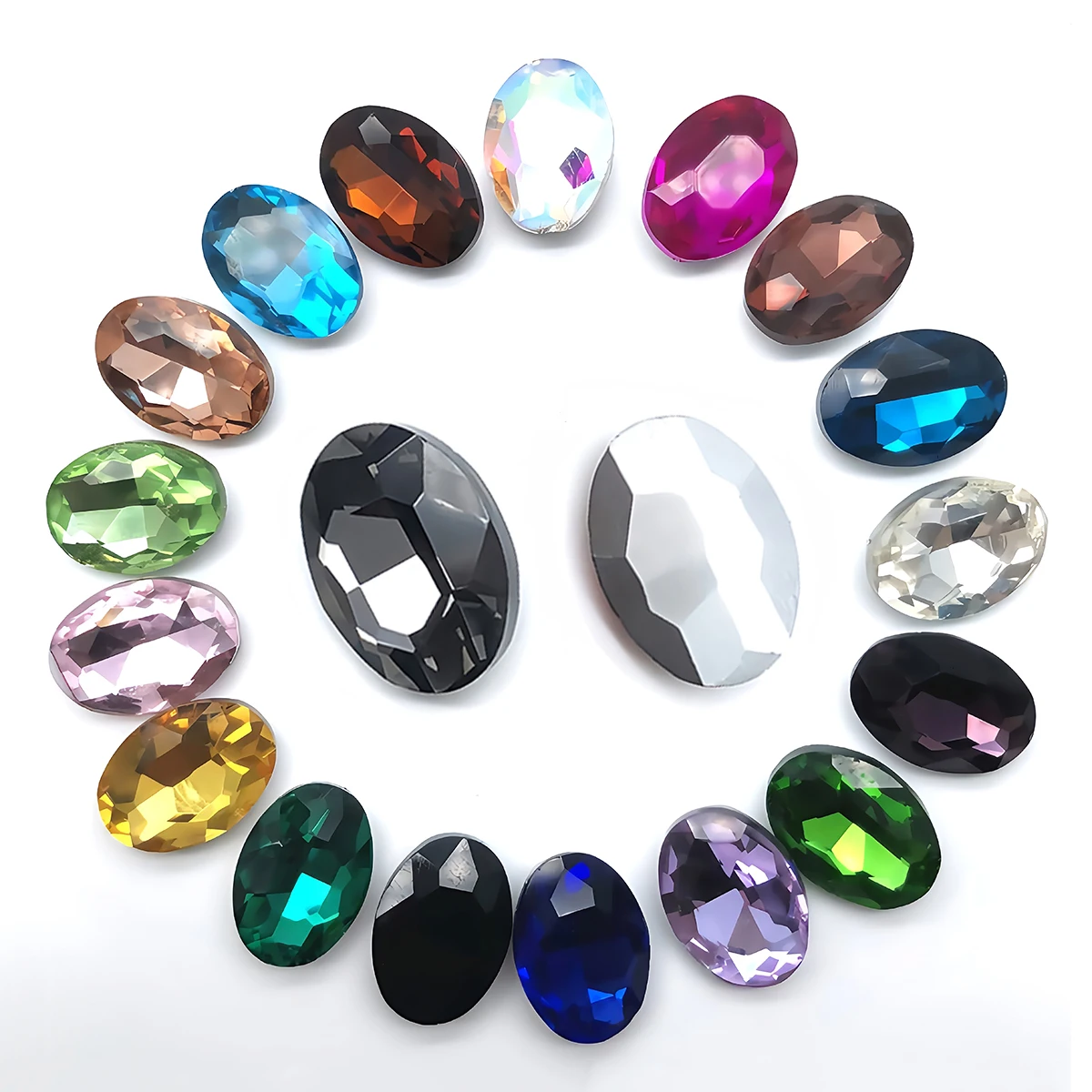 Glitzernde ovale Kristall-Strasssteine aus Glas, nicht heißfixierbar, zum Aufkleben für Schmuck, Bastelarbeiten, Kleidung, Taschen, Schuhe, 3D-Nagelkunst-Dekoration – Detail 3