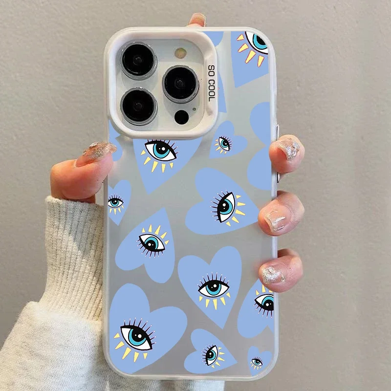 Moda sorte olho azul mal olho impressão caso de telefone para iphone 11 16 12 13 14 15 pro max mini plus luxo capa dura fundas