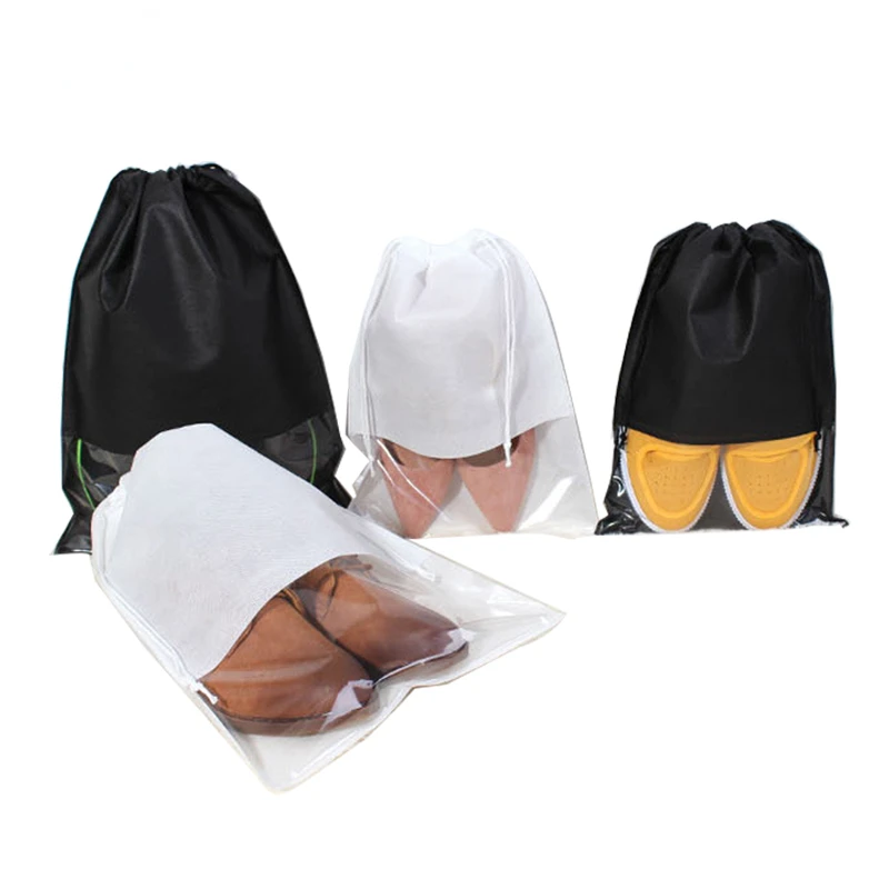 Women Men Non-Woven Fabric Drawstring Shoes Bag Pouch Portable Travel Shoes Clothes Organizer Packing Bags